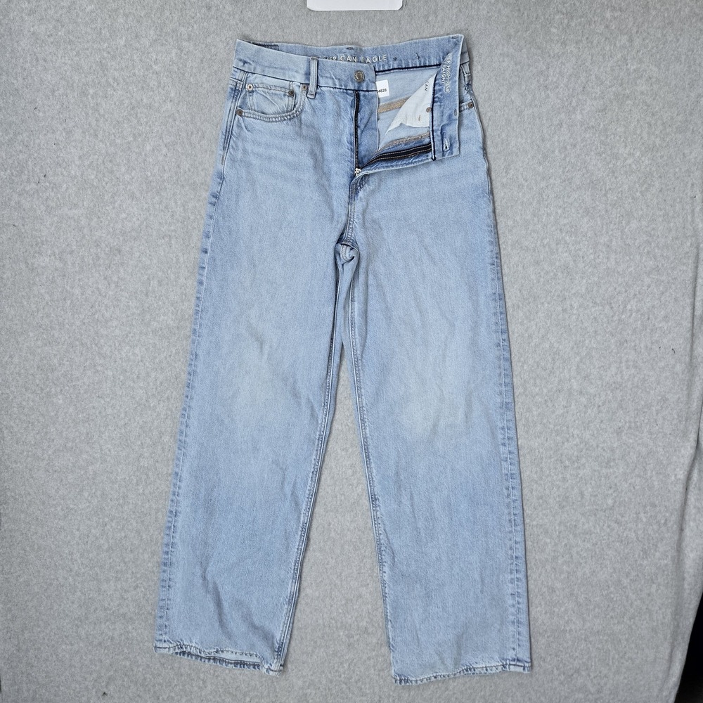 American Eagle Women Jeans 6 Blue Denim‎ Curvy Super High-Rise Baggy Straight